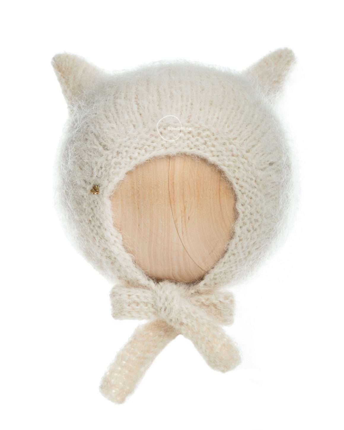 ullue med Ører alpakka / silke håndstrikket | kitty hat (farge: ivory) ferdig tekst