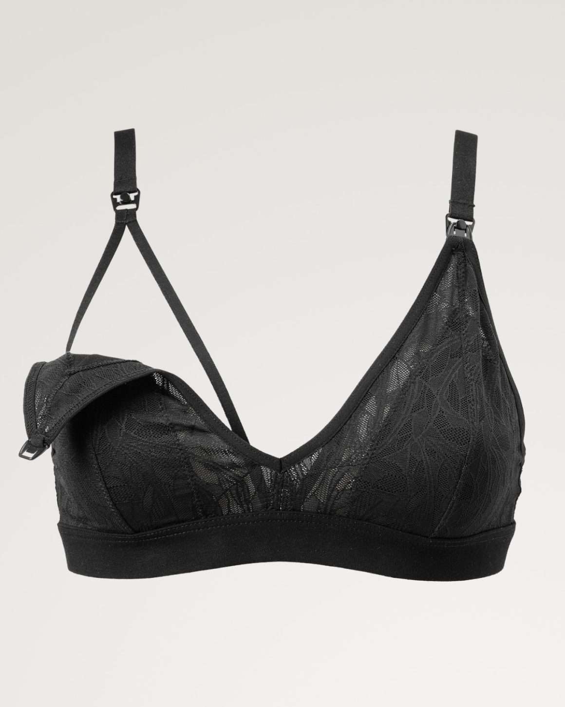 amme bh bralett m/ blonder medium/lett støtte | lace nursing bra (farge: svart) 09325