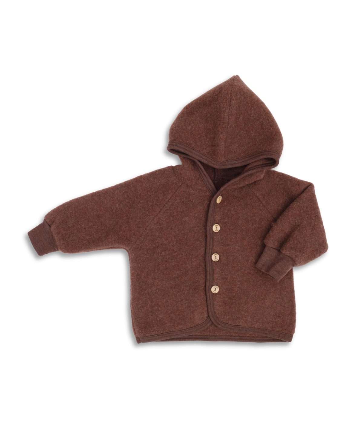 ulljakke i tykk ullfleece 100% merino, ubehandlet ull | baby jacket hooded (farge: kanel melange) ferdig check price