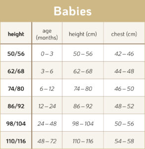 size chart baby engel natur