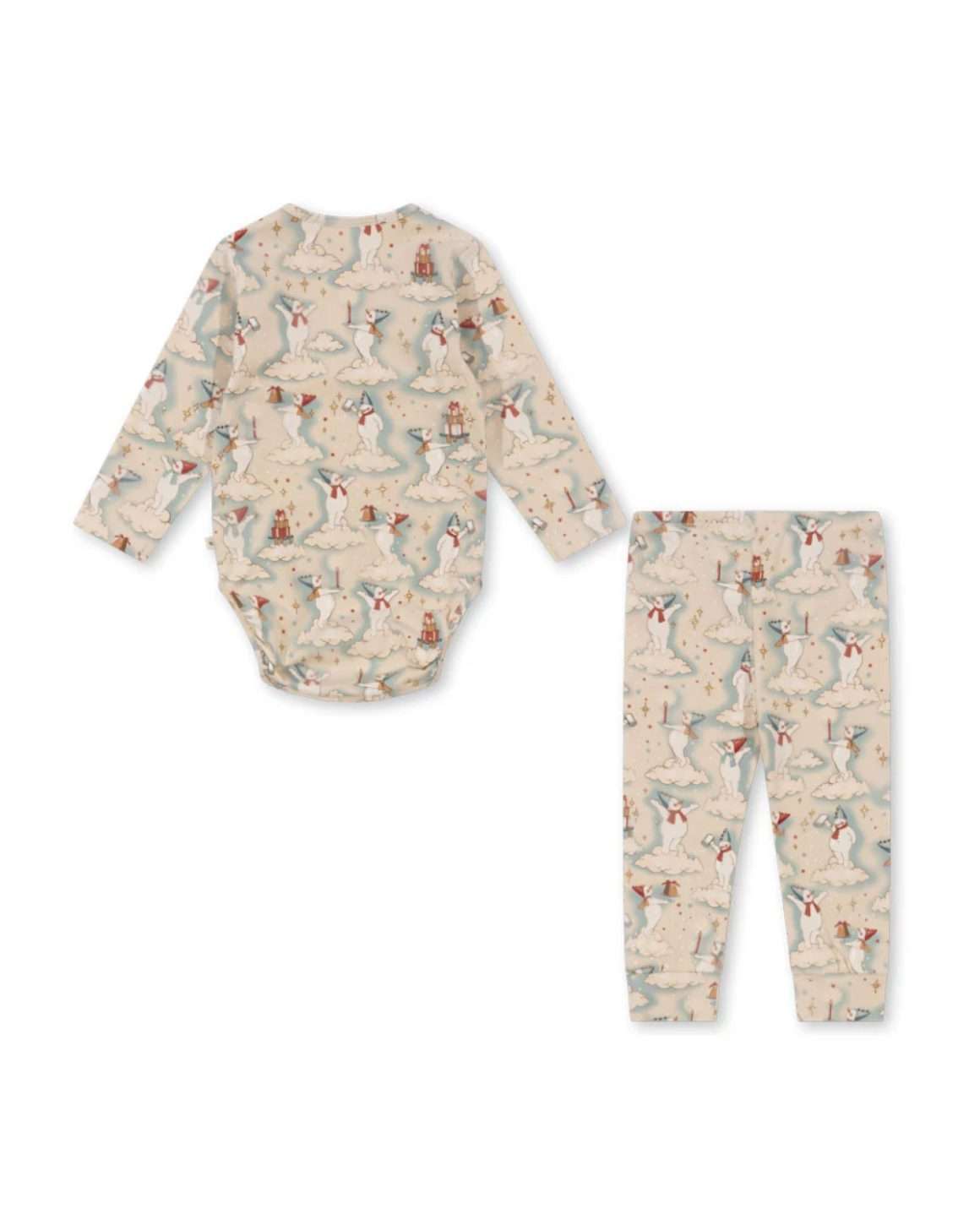 pysjamas baby body & bukse Øko bomull | basic body set (farge: let it snow ) ferdig tekst ks101888