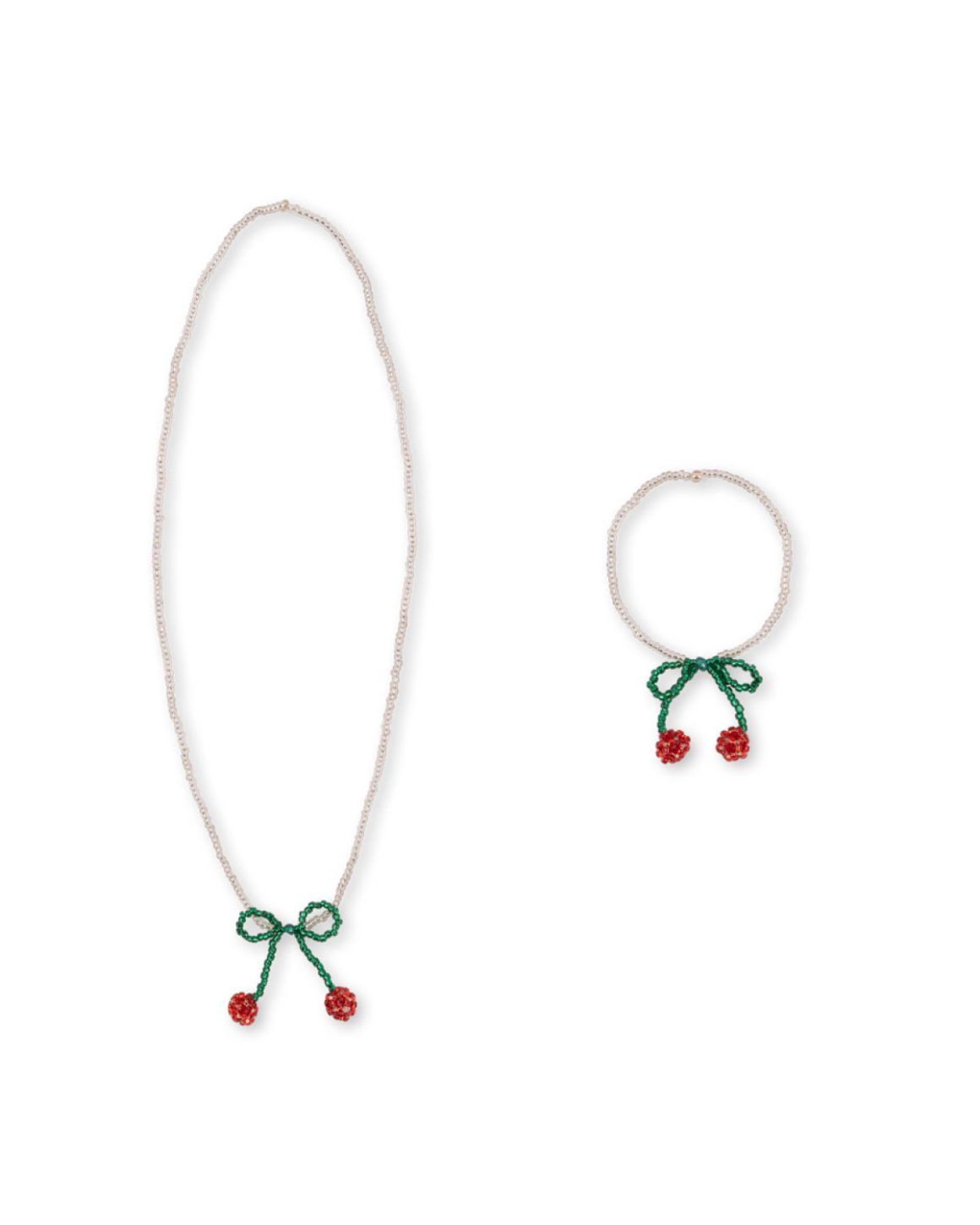 kjede og armbånd m/ glassperler | pearl necklace and bracelet