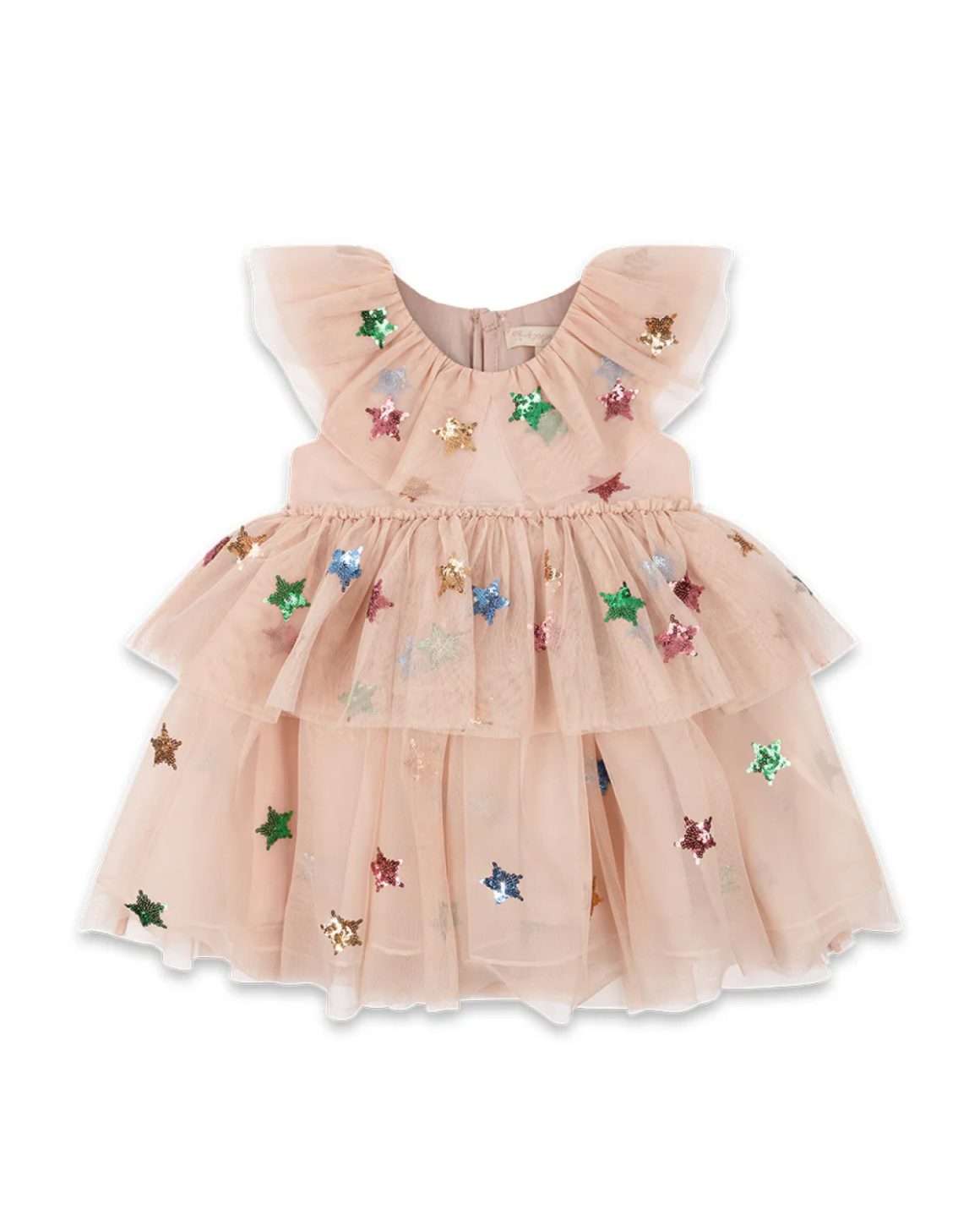 Tyllkjole til barn, Konges Sløjd Yvonne Fairy Dress. Tylklkjole med dobbelt lag tyllskjørt og glittrende paljett-stjerner. Kjolen er uten armer.