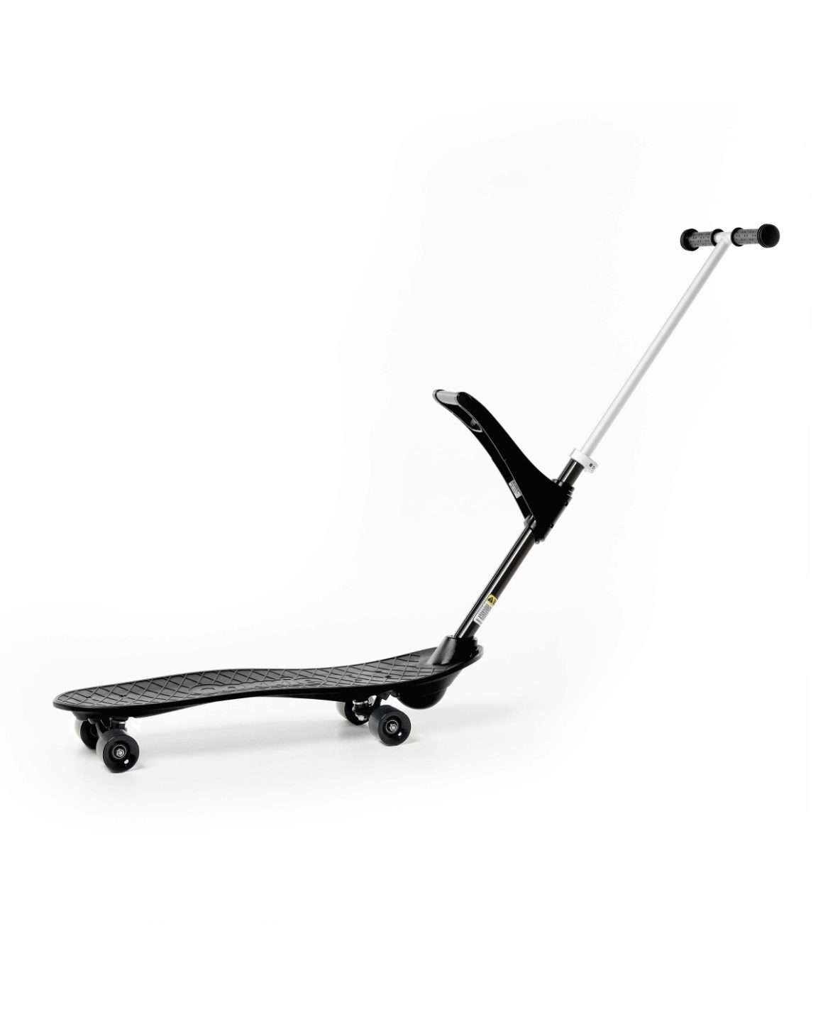 Ookkie skateboard til barn i fargen Black. Svart skateboard med avtagbare støttehåndtak og foreldrehåndtak.